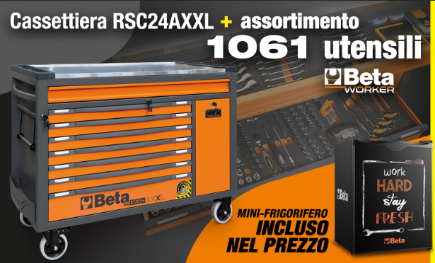 Carrello Beta RSC24AXXL completo di 1061 utensili + frigorifero Beta