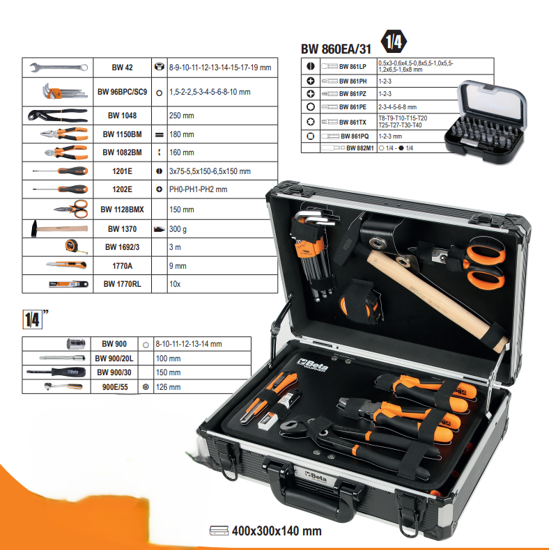 Valigia con assortimento di 82 utensili Beta BW 2052LE-82
