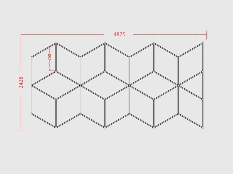 Lampada 18 diamanti esagonale a nido d’ape garage 4,8m x 2,4m Led bianco 390W 6500k 230V