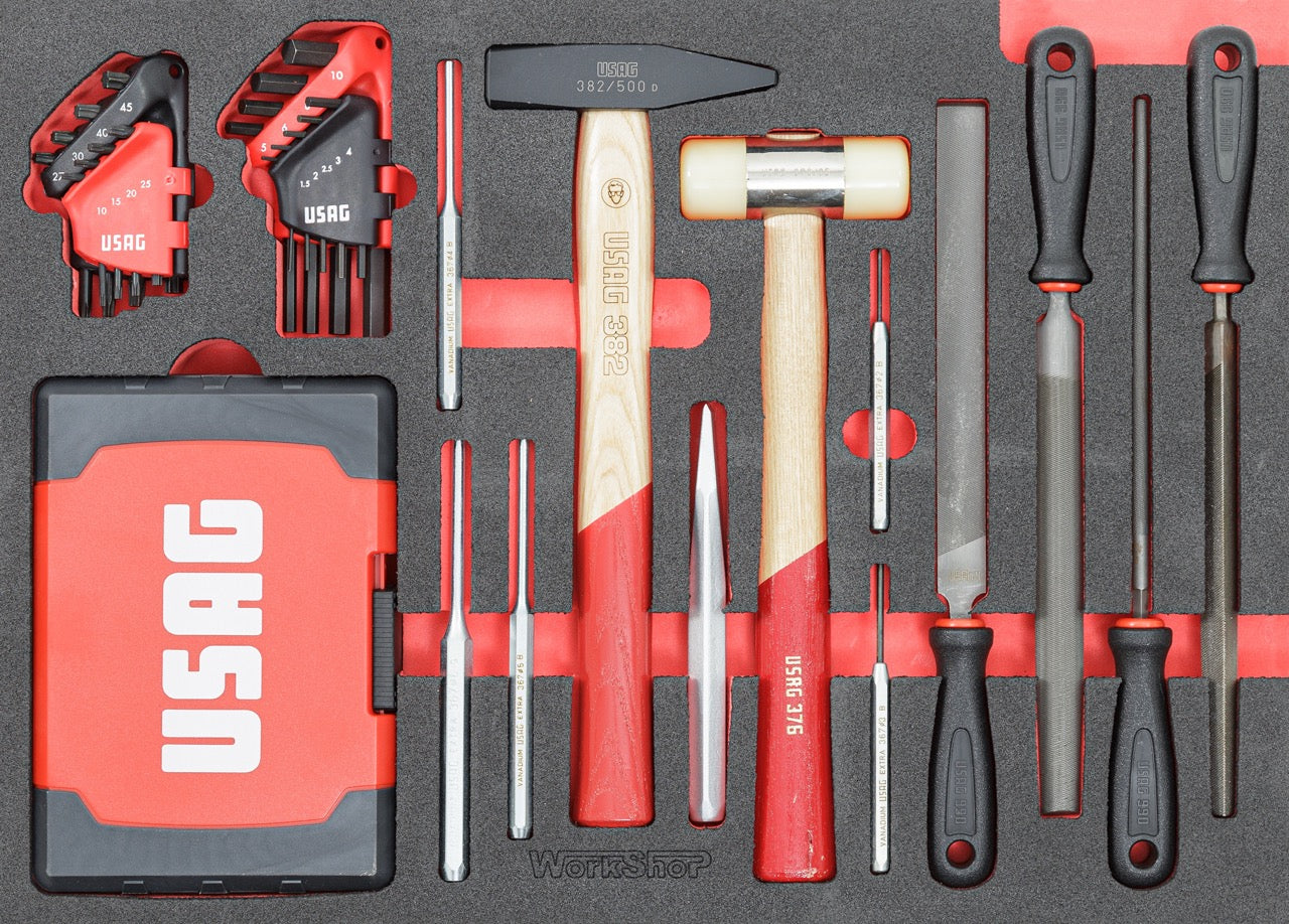 Arredo Officina Workshopitaly MPS 12 legno 2,64mt. Total Black + set 267 utensili Usag PRO