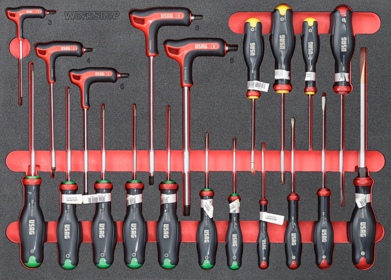 Arredo Officina Workshopitaly MPS 12 legno 2,64mt. Total Black + set 267 utensili Usag PRO