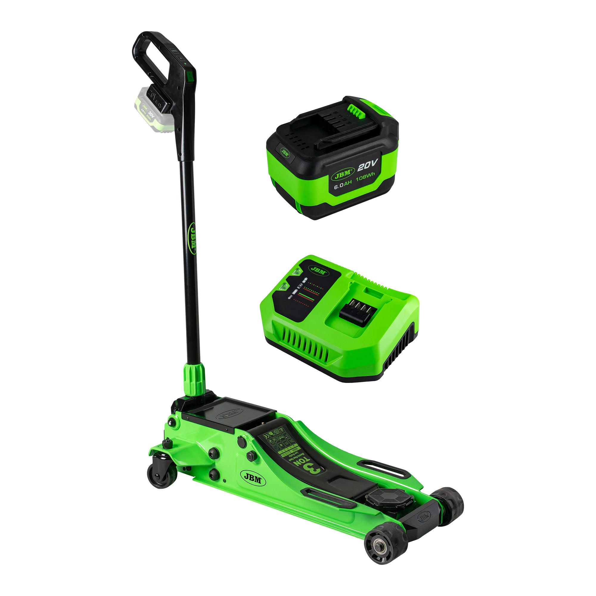 CRIC A CARRELLO IDRAULICO 3T A BATTERIA JBM 60065 set 6ah