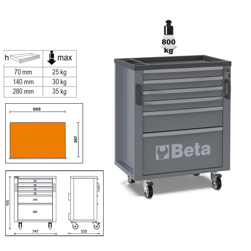 Cassettiera mobile con 6 cassetti per arredo officina RSC50 2.0 Beta RSC50 2.0 C6