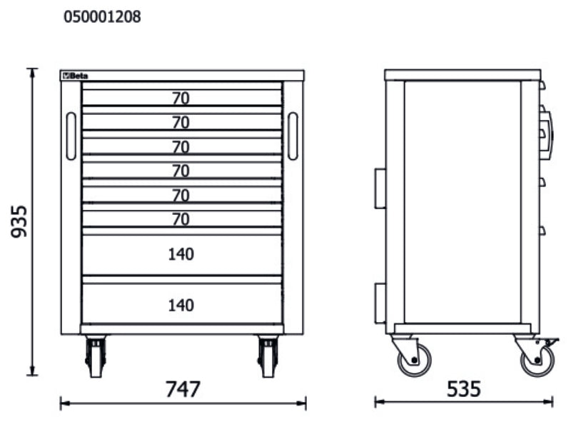 Cassettiera mobile con 8 cassetti per arredo officina RSC50 2.0 Beta RSC50 2.0 C8