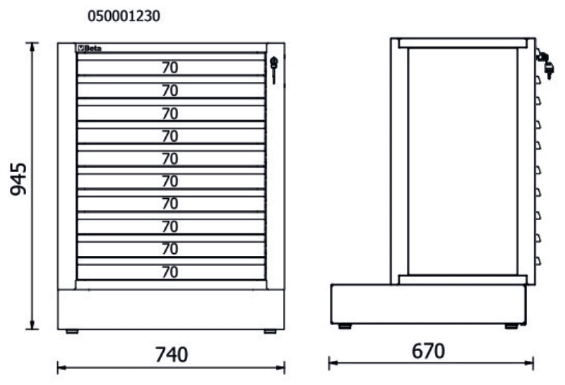 Modulo fisso con 10 cassetti per arredo officina RSC50 2.0 Beta RSC50 2.0 M10