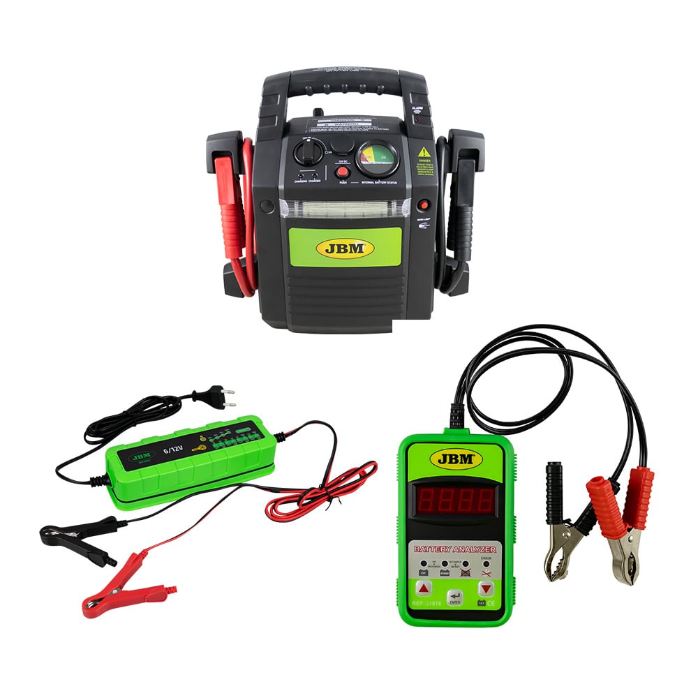 AVVIATORE PER AUTO 12V 53687 + TESTER 51816 + CARICA BATTERIA 53927 JBM SERIE433