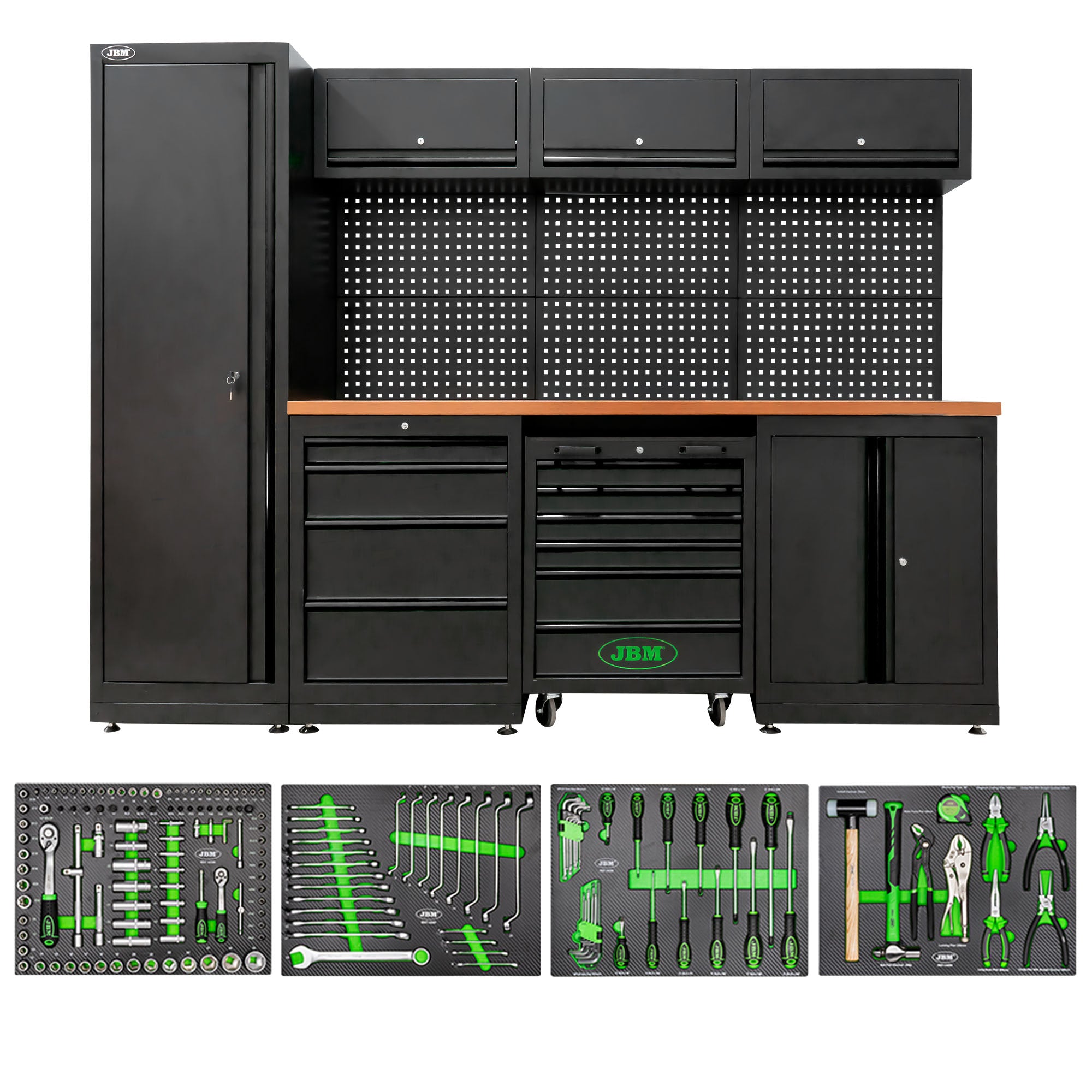 SET DI MOBILI COMPONIBILI PER OFFICINA (18 PEZZI) - NERO SERIE446K JBM