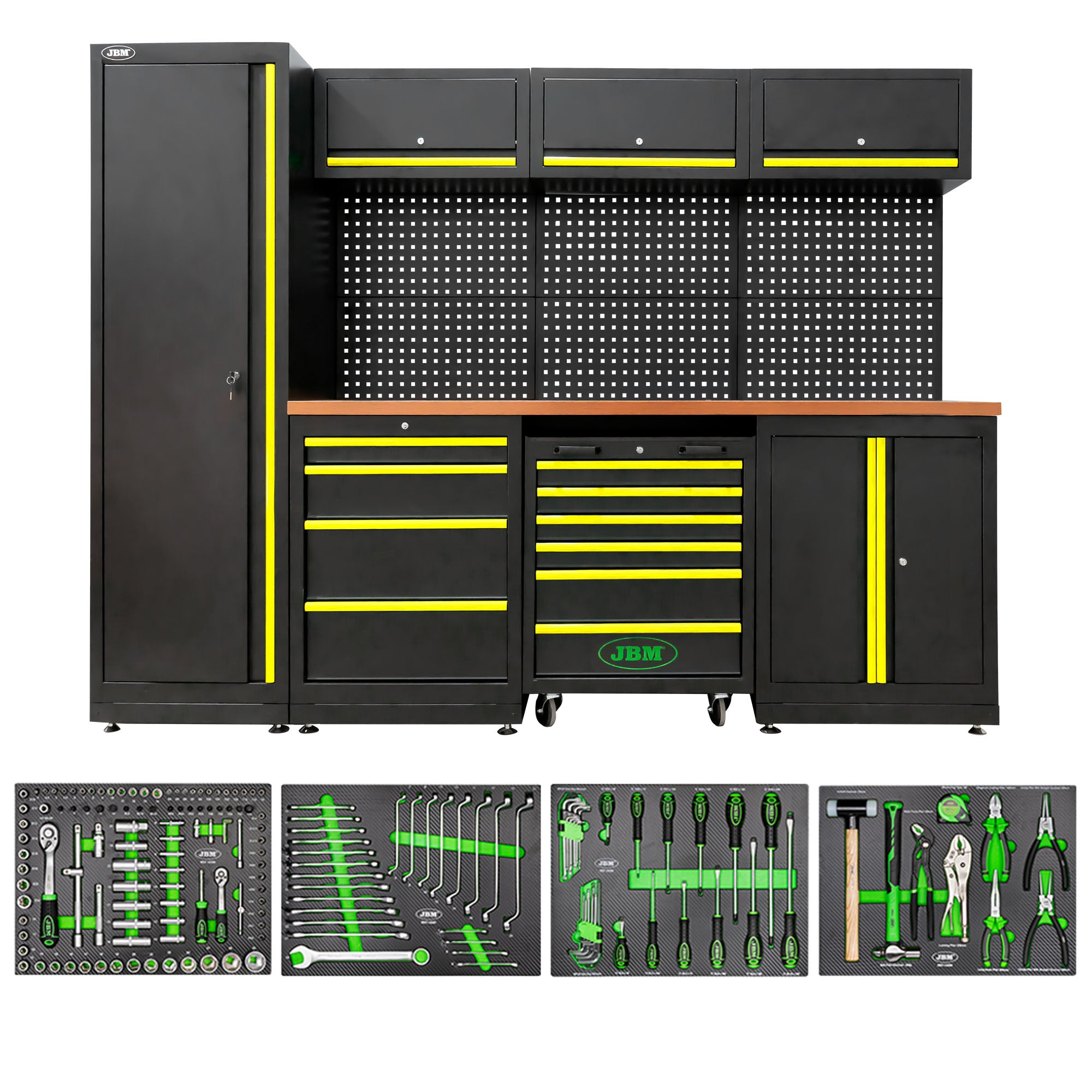 Arredo Garage Officina JBM  profili gialli 2640x1950x500 completo di utensili