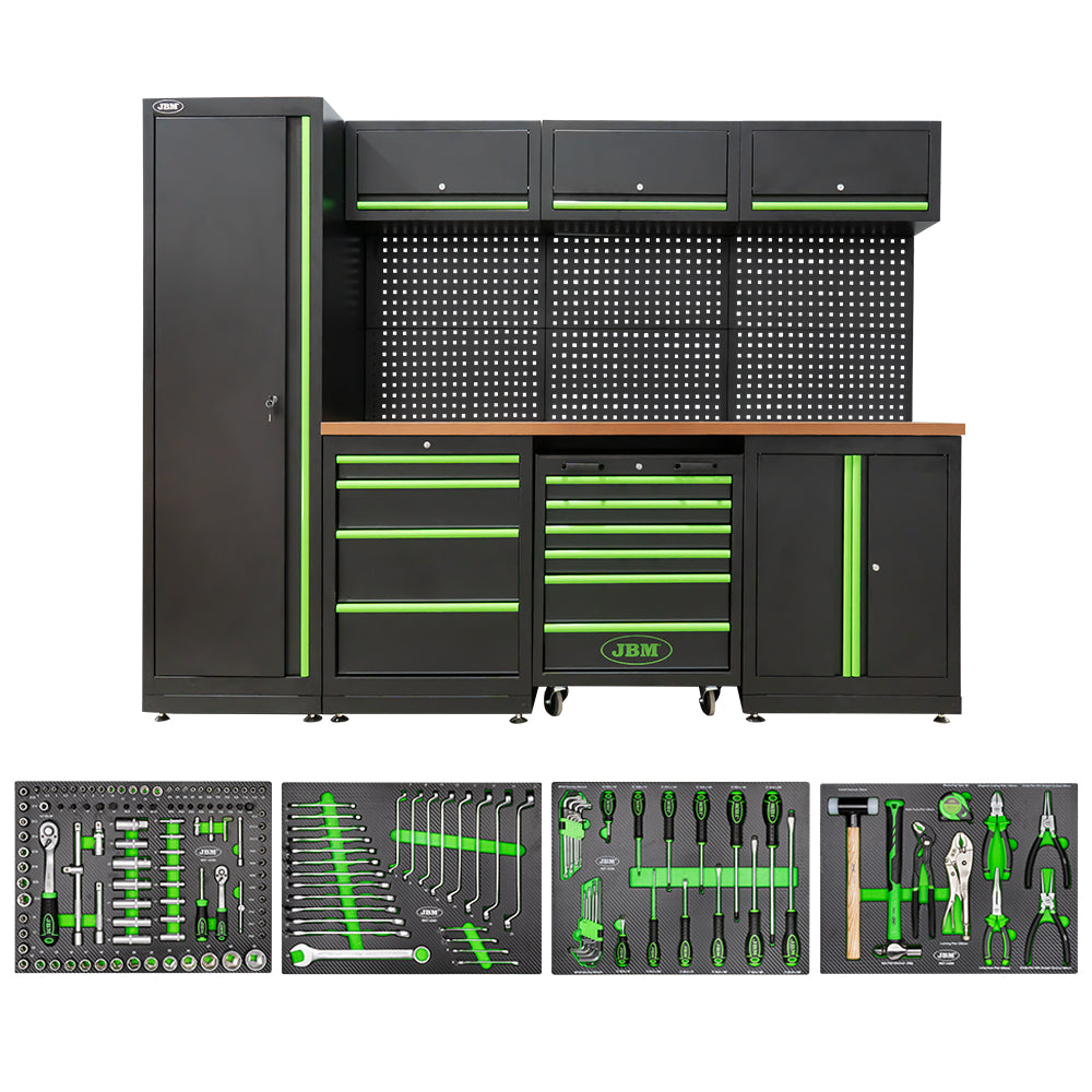 SET DI MOBILI COMPONIBILI PER OFFICINA (18 PEZZI) + SET DI 4 MODULI DI UTENSILI IN CARBONIO EVA SERIE446 JBM