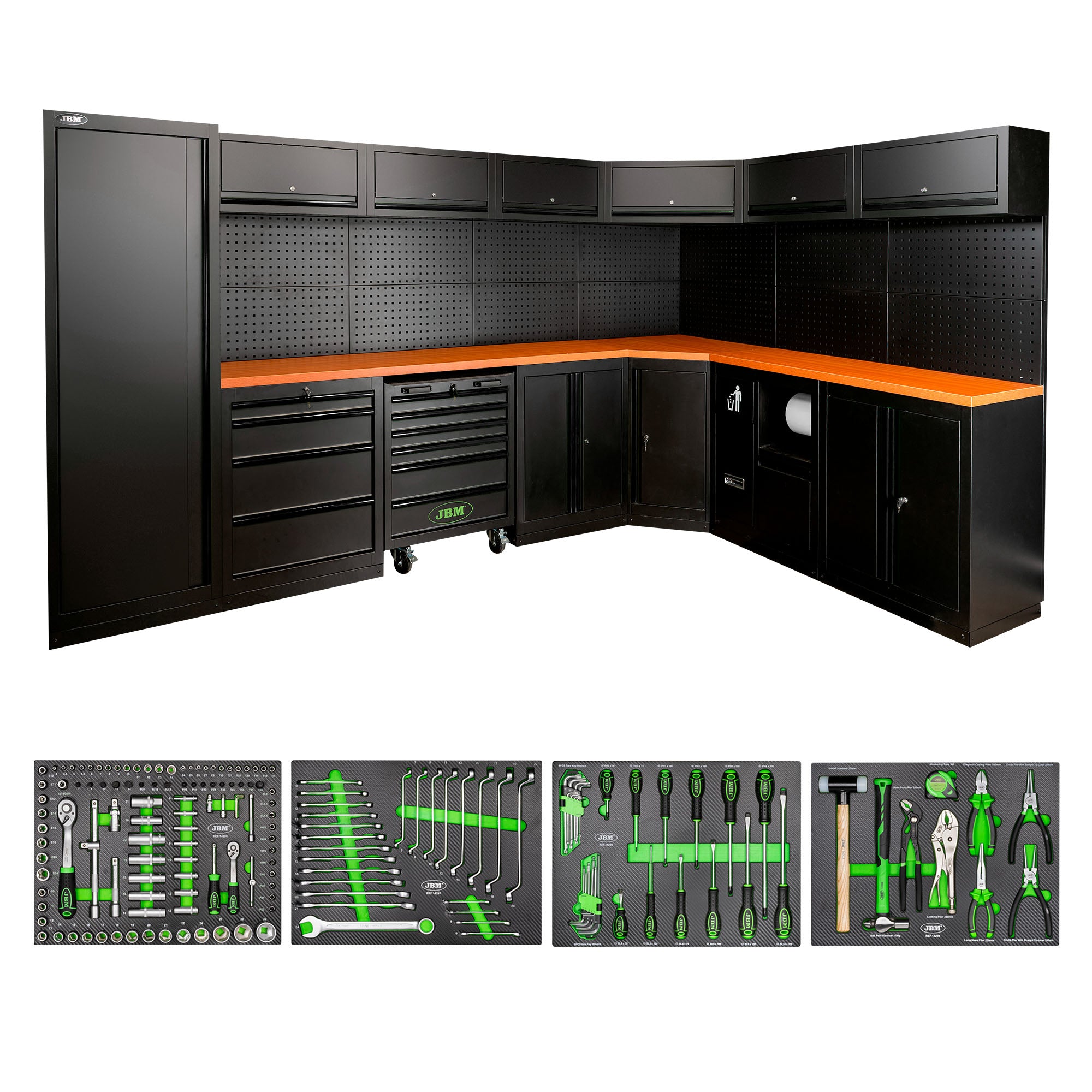 Arredo Officina Jbm profili neri 565 angolare completo di utensili