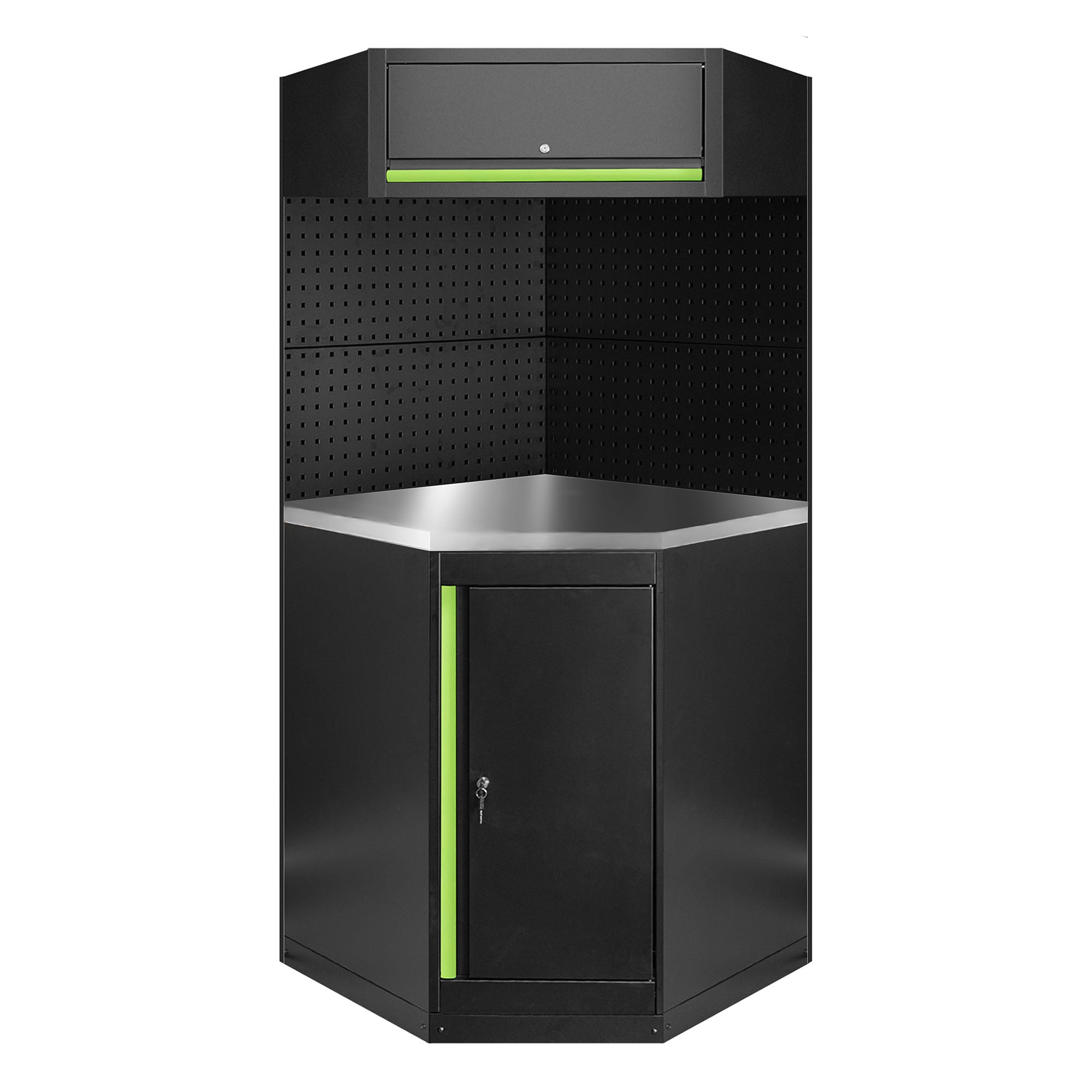 Angolo Arredo Garage Officina JBM  ESTENSIONE profili verdi PIANO INOX