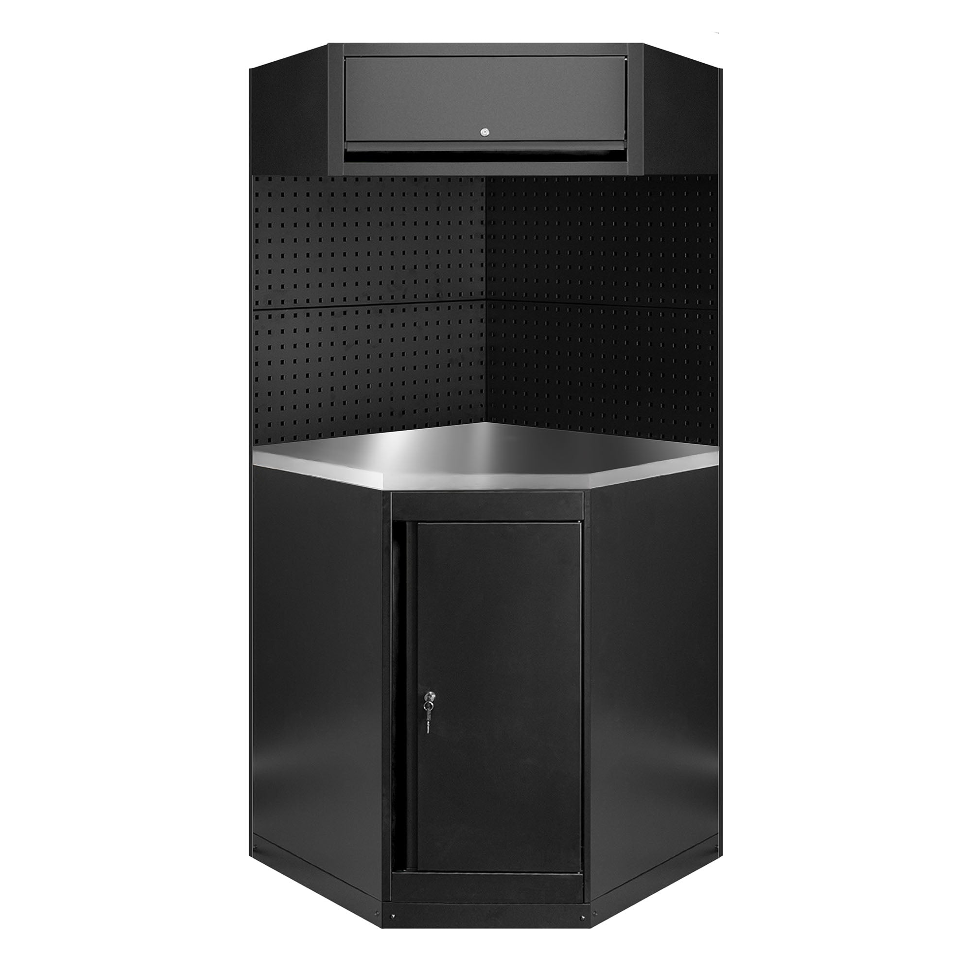 Angolo Arredo Garage Officina JBM  ESTENSIONE profili neri PIANO INOX