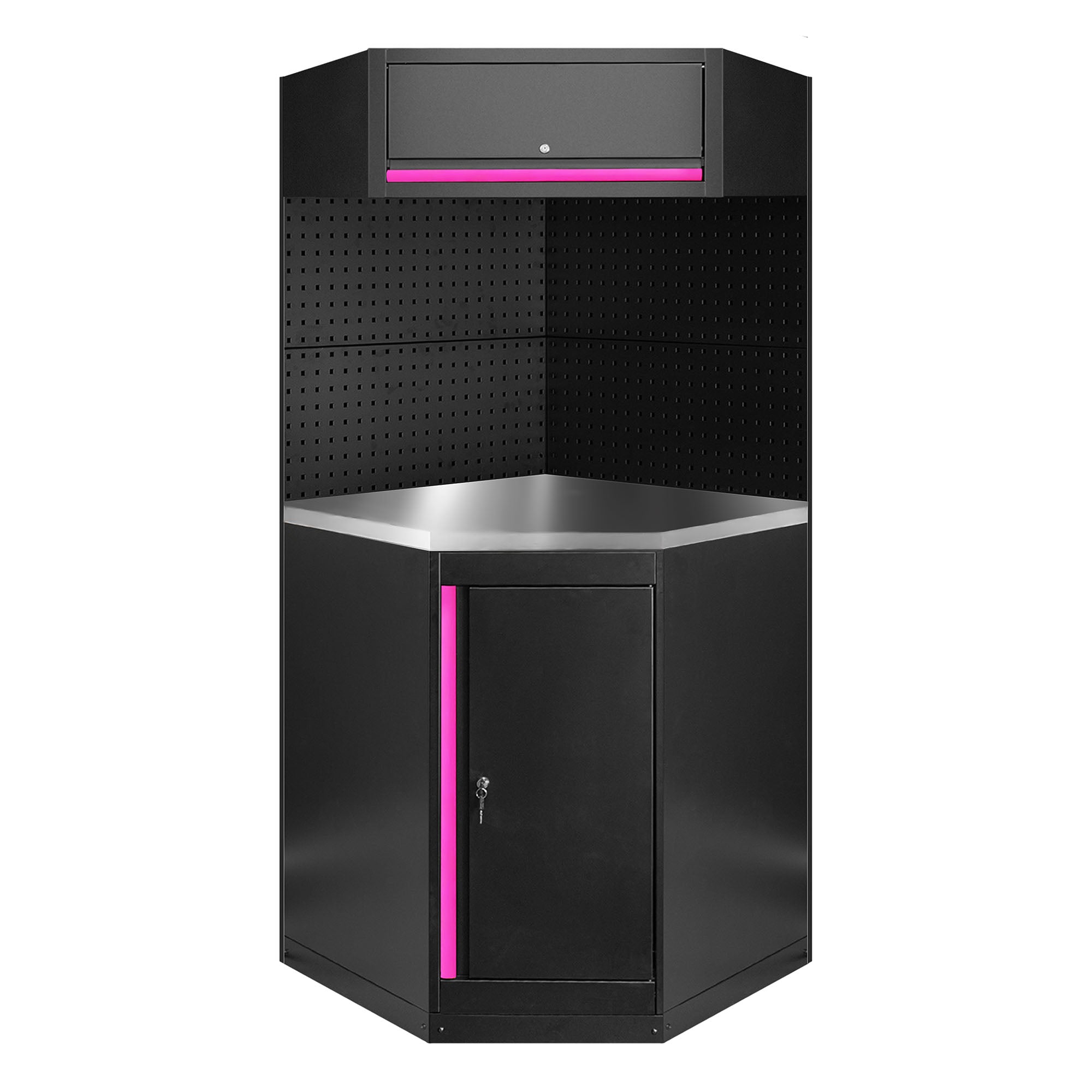 Angolo Arredo Garage Officina JBM  ESTENSIONE profili rosa PIANO INOX