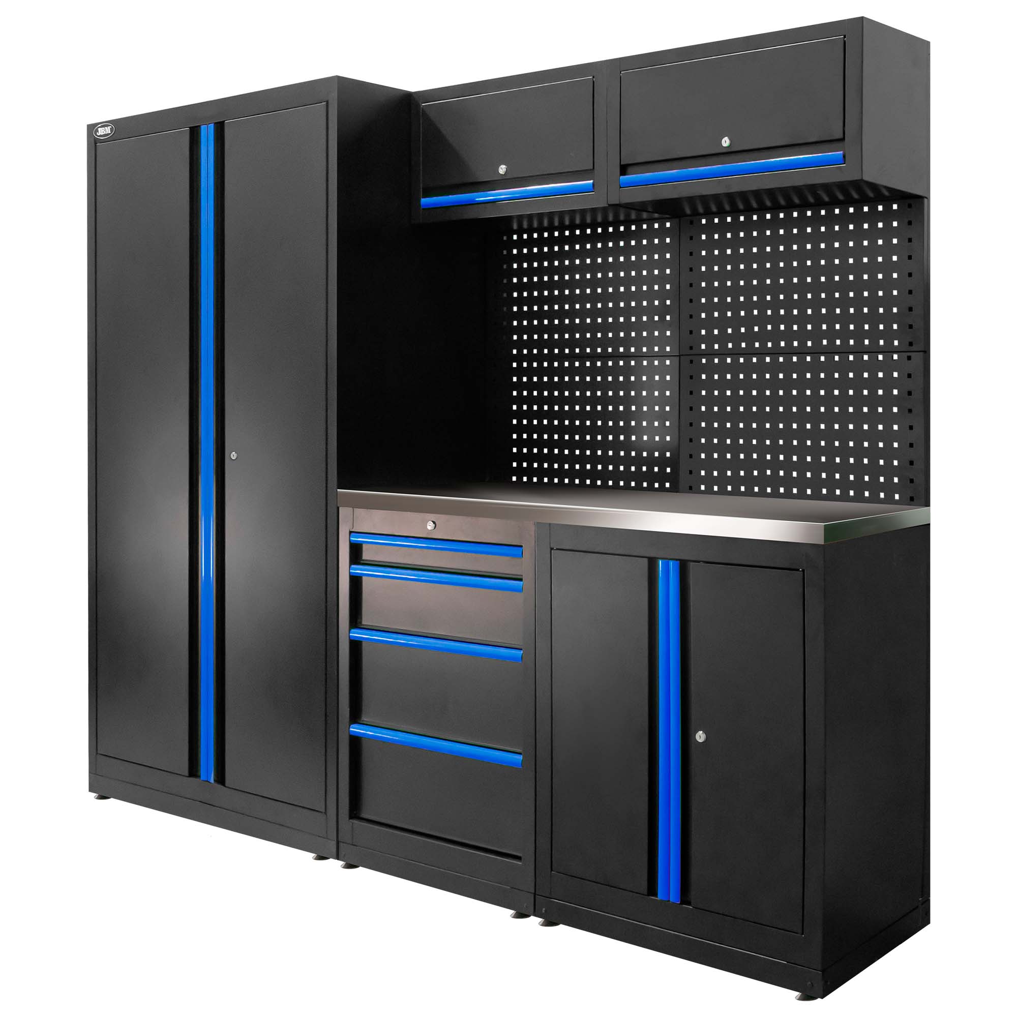 SET DI MOBILI MODULARI (13 PZ) - SET CON ARMADIO A DUE ANTE (REF.18105) - BLU SERIE595B JBM