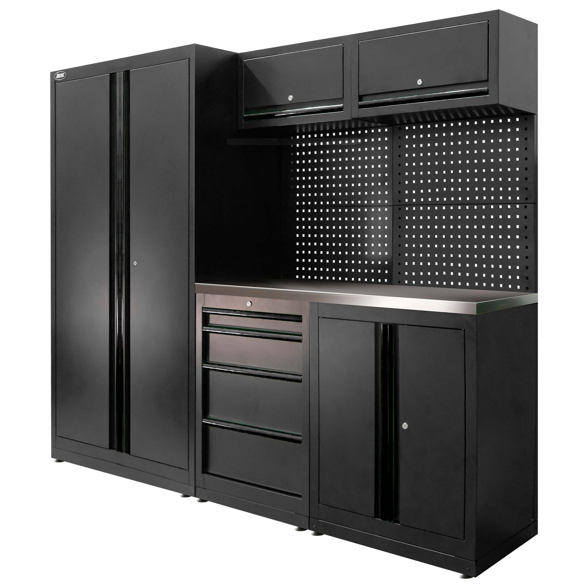 SET DI MOBILI MODULARI (13 PZ) - SET CON ARMADIO A DUE ANTE (REF.18105) - NERO SERIE595K JBM