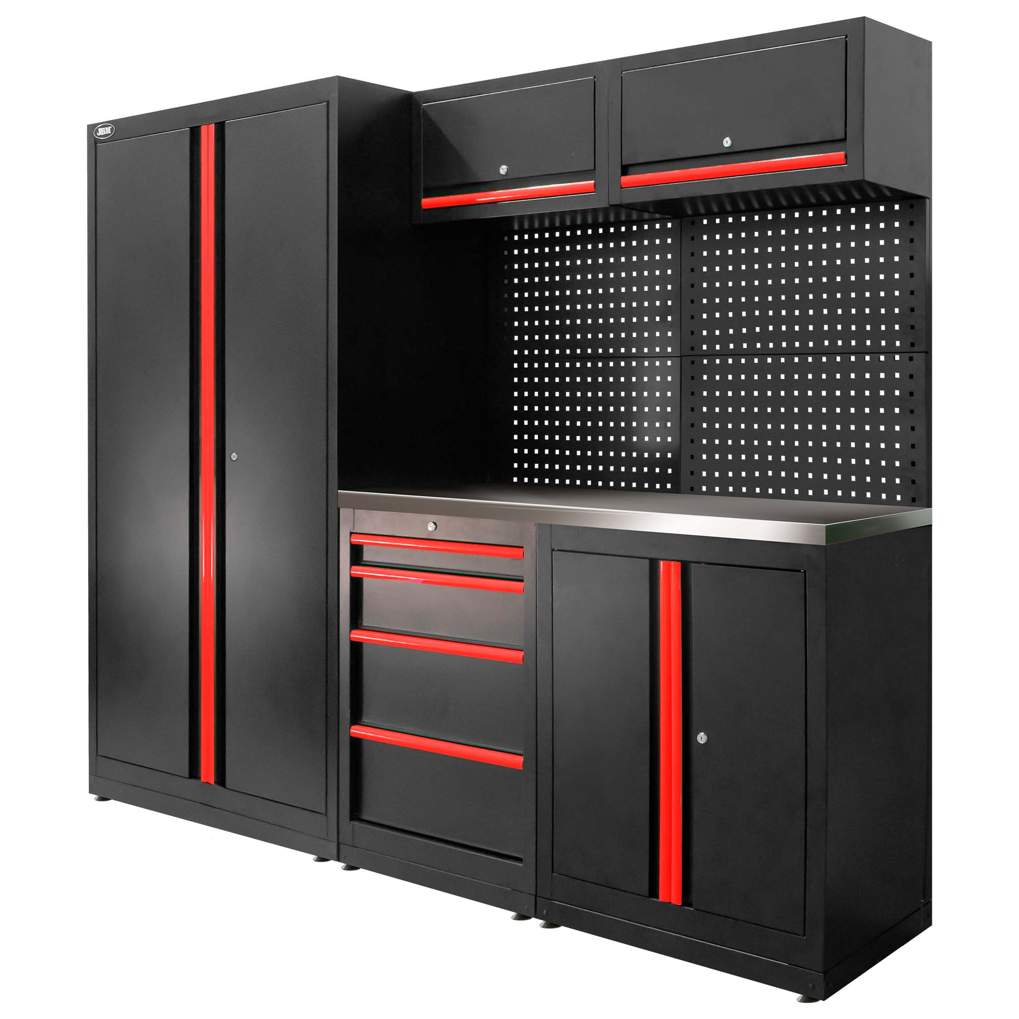 SET DI MOBILI MODULARI (13 PZ) - SET CON ARMADIO A DUE ANTE (REF.18105) - ROSSO SERIE595R JBM