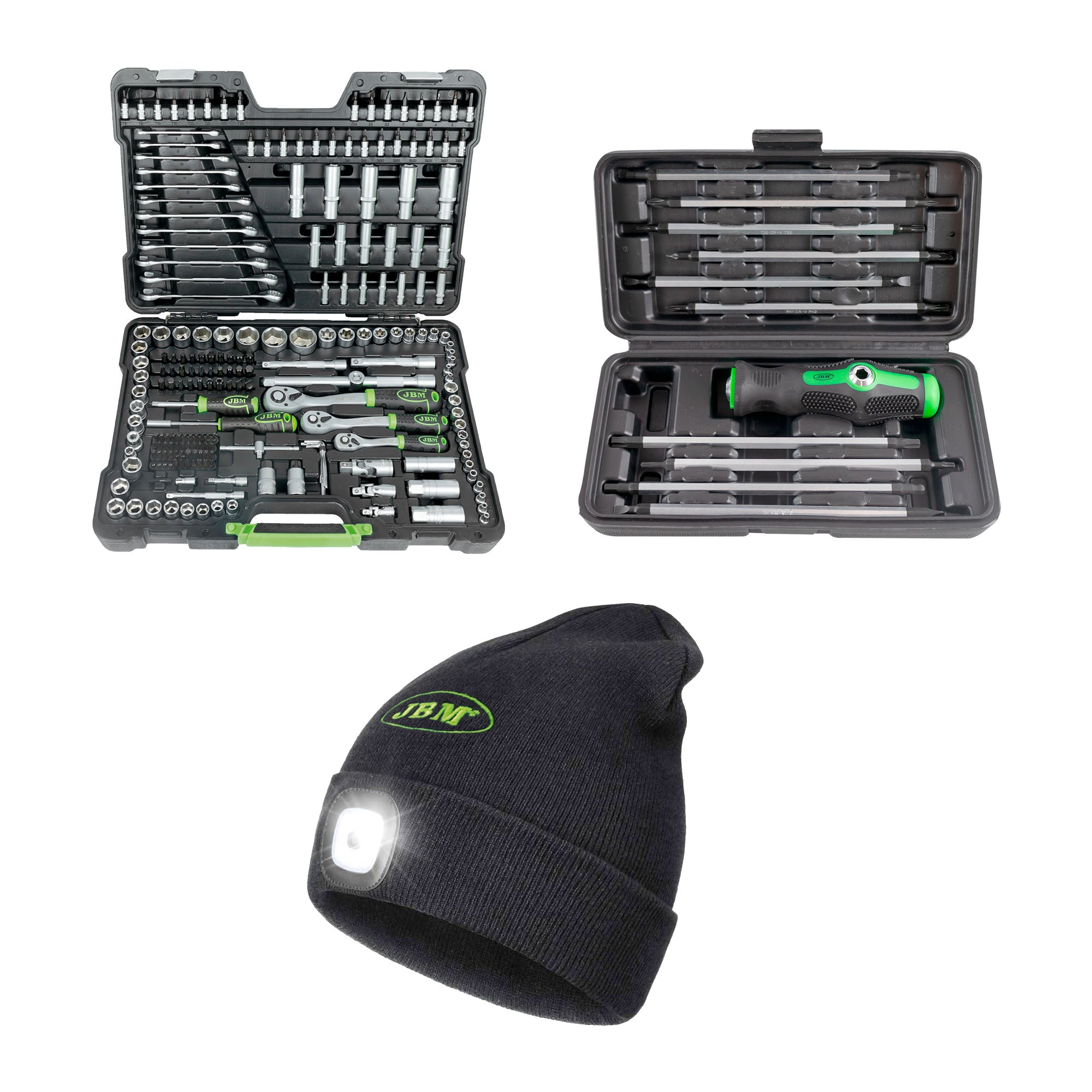 54034 VALIGETTA ATTREZZI DA 216 PEZZI + 53010 SET CACCIAVITI 20 IN 1 + CAPPELLO JBM SERIE603