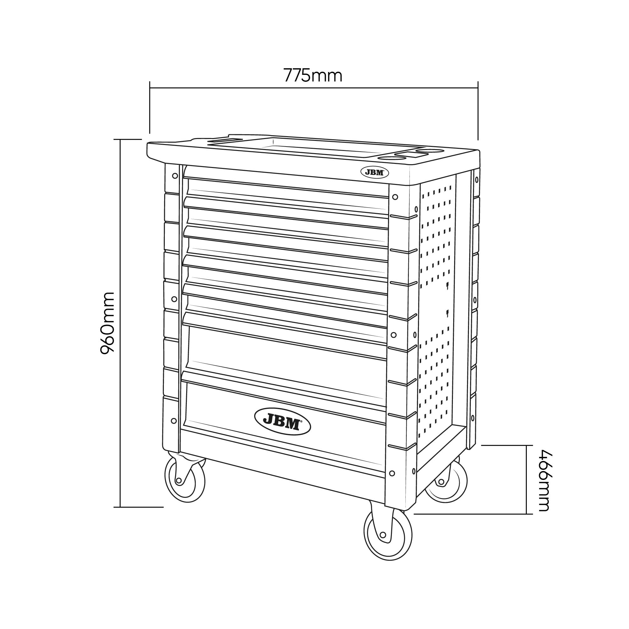 CARRELLO CON 7 CASSETTI ROSSO - SPECIALE VDE 54234 JBM