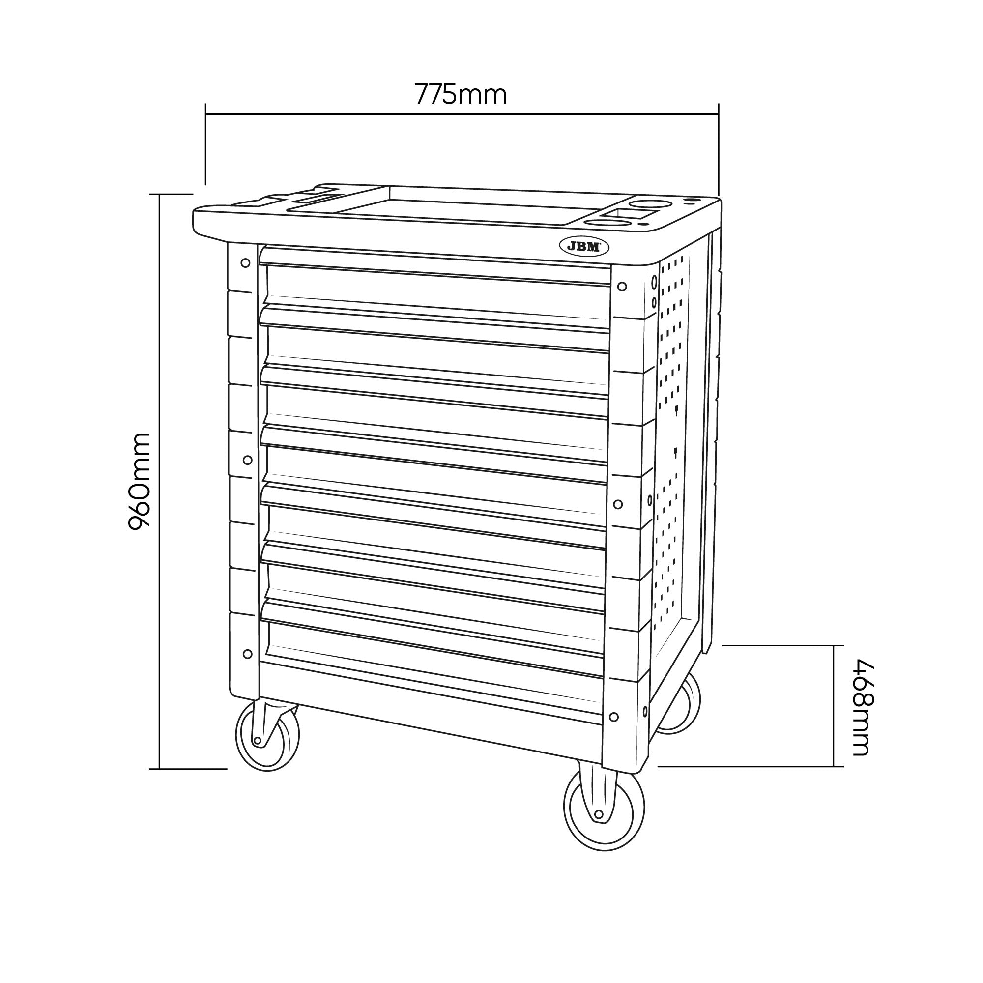 CARRELLO UTENSILI 7 CASSETTI UGUALI VERDE - VUOTO JBM 54295