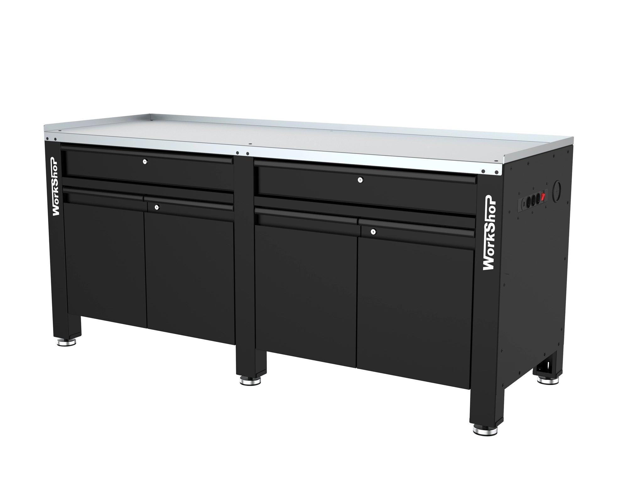 Banco da lavoro con cassetti e antine HIGH FORCE piano zincato 2mt Workshopitaly