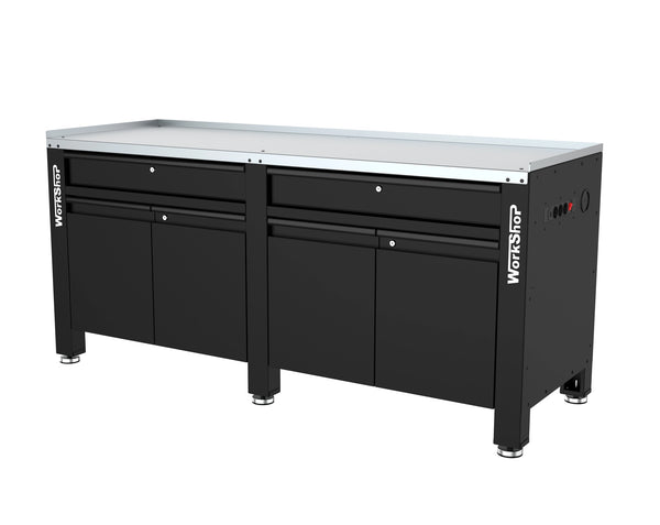 Banco da lavoro con cassetti e antine HIGH FORCE piano zincato 2mt Workshopitaly