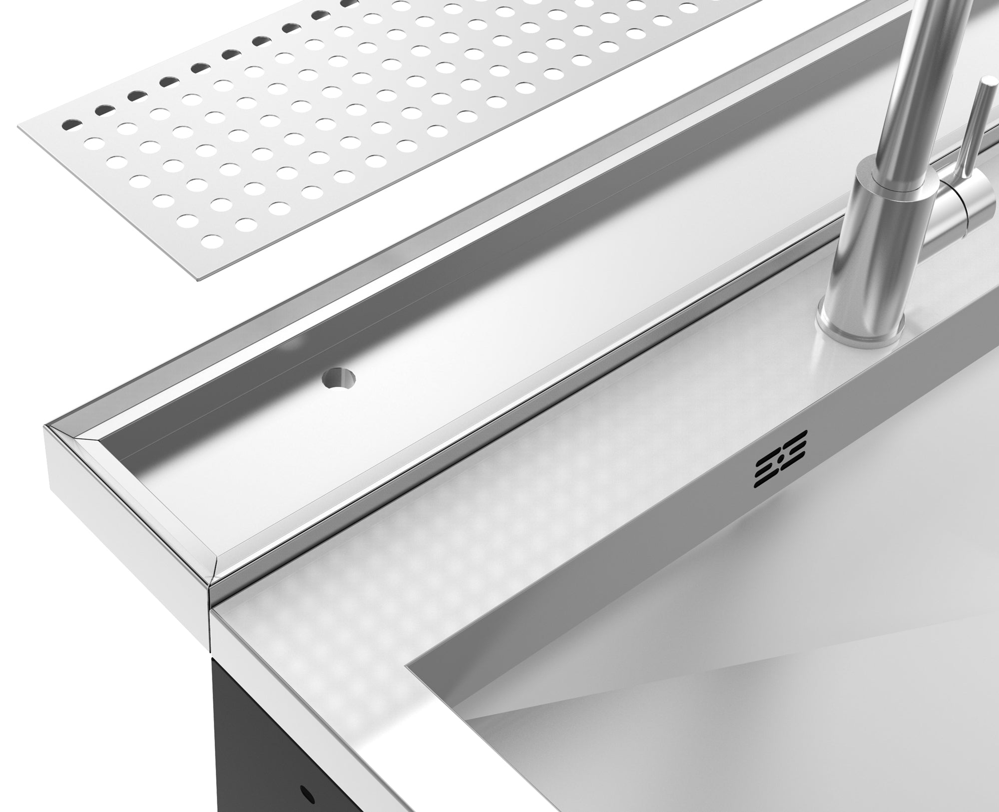 Mobile Officina Workshopitaly MPS+ multi funzione, lavello largo, piano di appoggio INOX con pannellatura