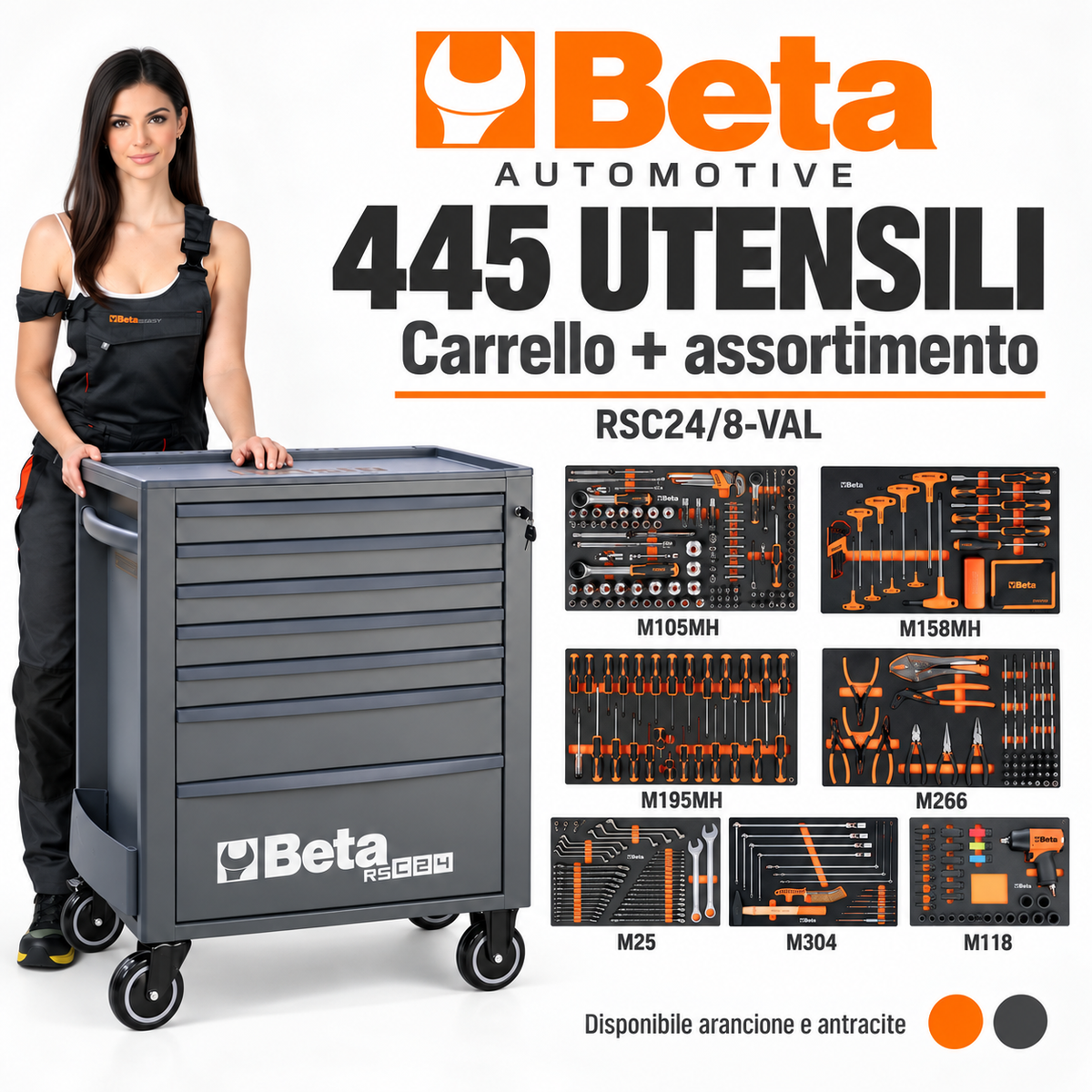 Carrello Beta RSC24/8-VAL con 445 utensili Automotive – 8 cassetti