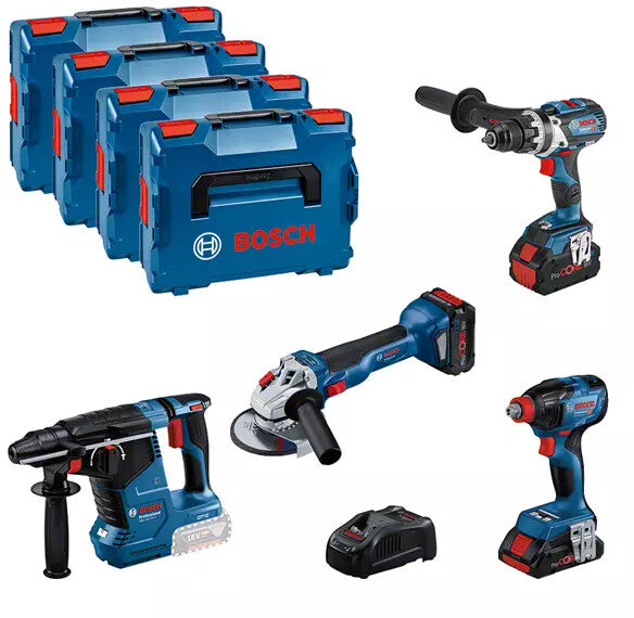 Set Bosch GSR 18V-110C + GDX 18V-210C + GWS 18V-10 + GBH 18V-24C