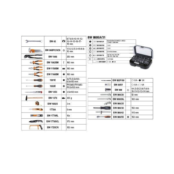 Valigia allestita Beta BW 2054E-100 UTENSILI