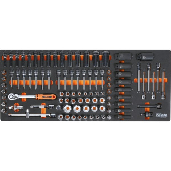 Cassettiera mobile con nove cassetti, con sistema antiribaltamento, modello lungo, e assortimento di 716 utensili Beta BW 2400S XL9/E-XXL