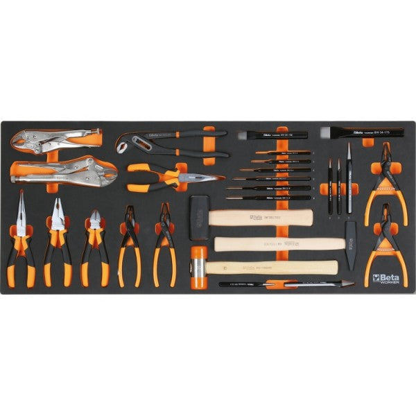 Cassettiera mobile con nove cassetti, con sistema antiribaltamento, modello lungo, e assortimento di 716 utensili Beta BW 2400S XL9/E-XXL