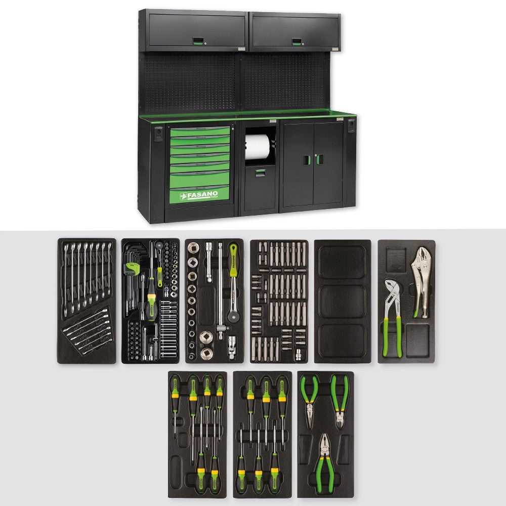 Arredo Officina Fasano Tools 2,05 mt. con 165 utensili FG 118/AS165V
