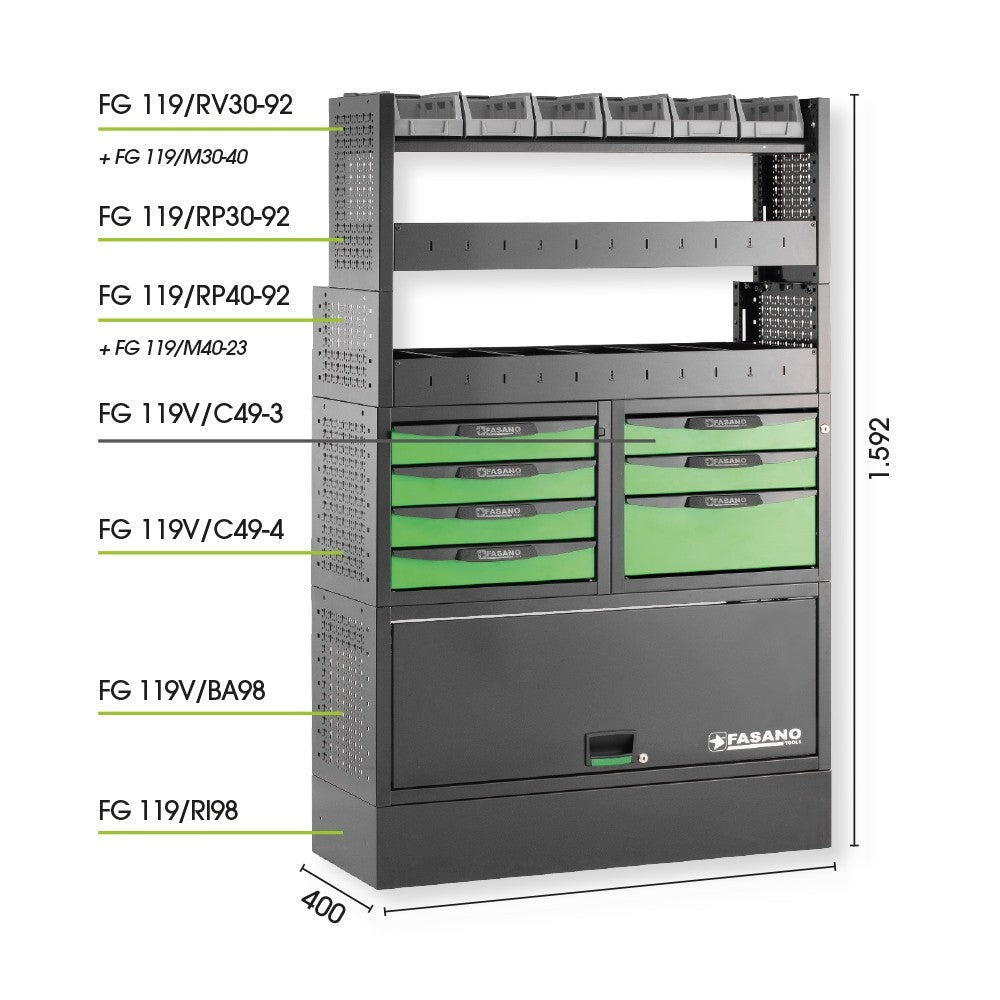 Configurazione arredo tecnico per furgoni Fasano FG 119V/CO12