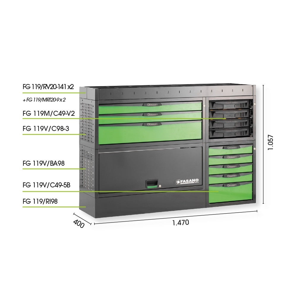 Configurazione arredo tecnico per furgoni Fasano FG 119V/CO36