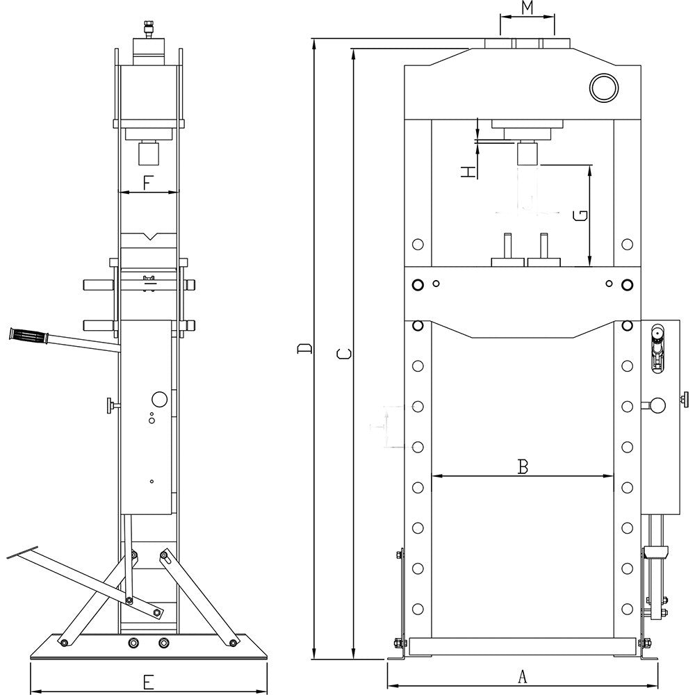 Pressa idraulica manuale e pneumatica con pistone mobile Fasano FG 742/20TP