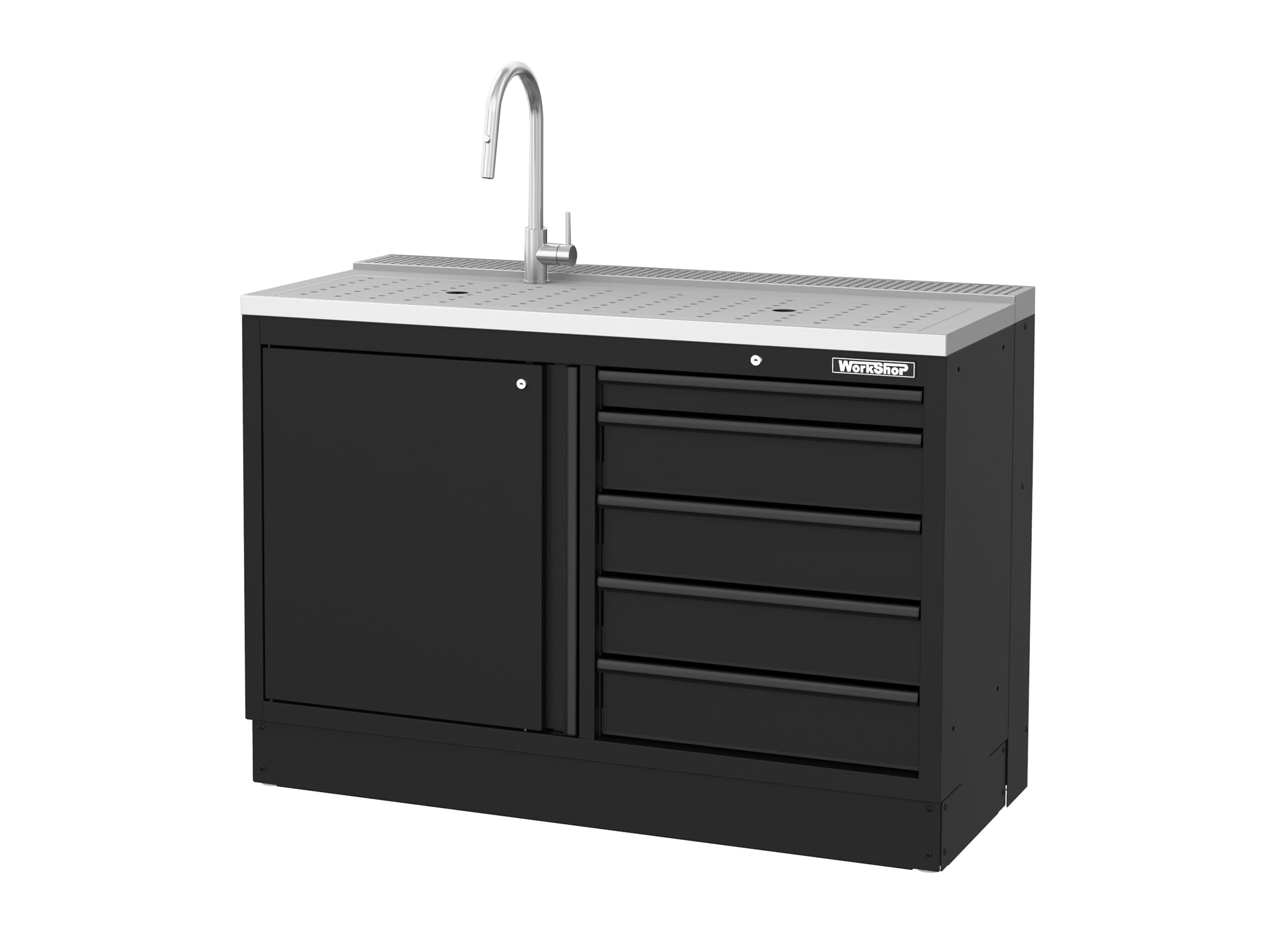 Mobile Officina Workshopitaly MPS+ multi funzione, lavello largo, piano di appoggio INOX