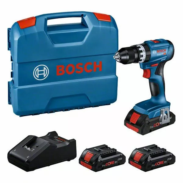 PROMO SET Trapano avvitatore con percussione a batteria GSB 18V-45 + 3 batterie 18v 4ah PROCORE Bosch Professional