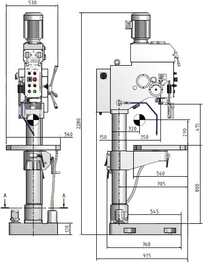 Trapano a colonna Optimum B 40GSP 1,5 kW avanzamento meccanico