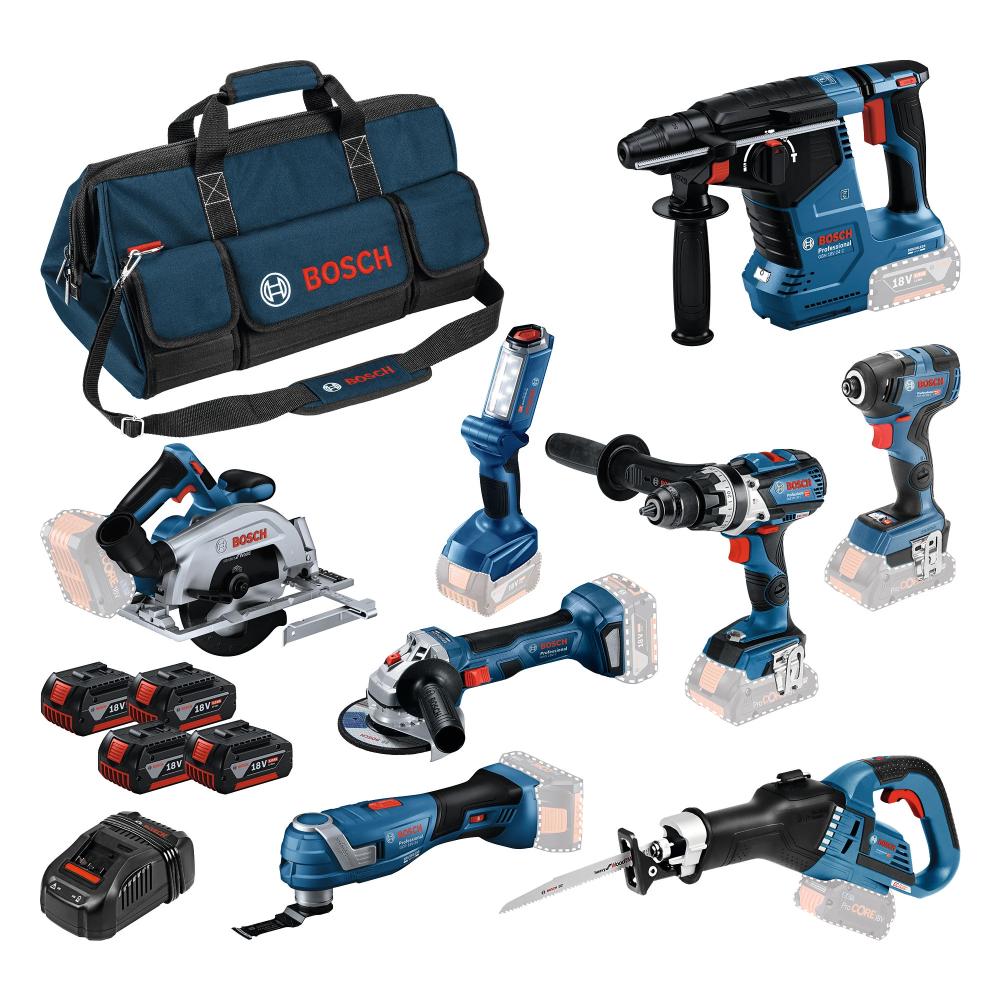 Promo Kit Bosch Professional GBH 18V-24 C + GWS 18V-7 + GDR 18V-200 + GSB 18V-110 C + GKS 18V-57-2 + GSA 18V-32 + GOP 18V-34 + GLI 18V-300