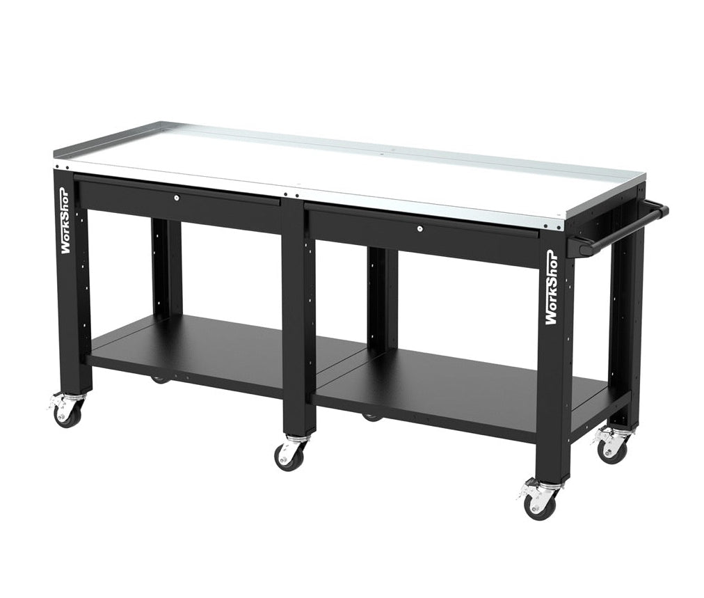 Banco da lavoro con ruote e cassetti HIGH FORCE piano zincato 2 mt Workshopitaly