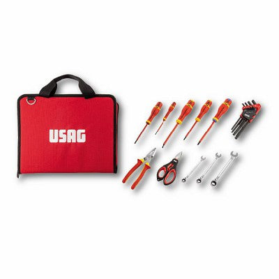 Borsa pieghevole con assortimento 19 utensili ELETTRICISTI Usag 007 FBE