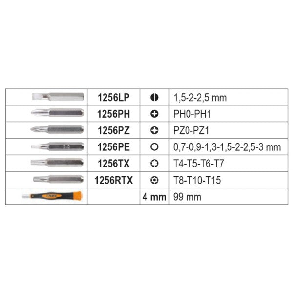 Microgiravite con 21 inserti intercambiabili da 4 mm e impugnatura Beta BW 1256/C21-1