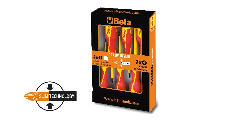 Serie di 6 giravite slim Beta 1273MQF/D6 Isolamento 1000V