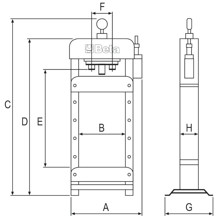 Pressa idraulica con pistone mobile ed argano Beta 3028 50
