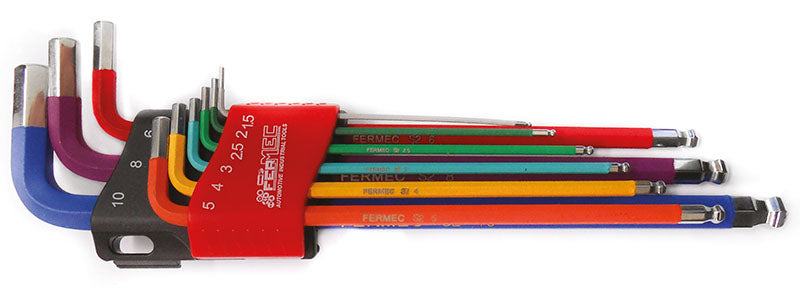 SERIE 9 CHIAVI ESAGONALI TESTA SFERICA TIPO EXTRA LUNGO Fermec 32519