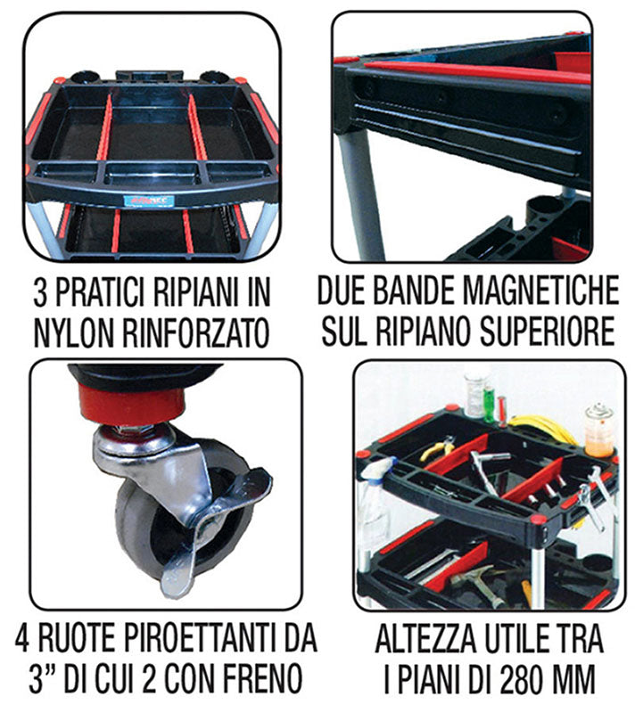 CARRELLO PORTA-MINUTERIA CON 3 RIPIANI Fermec 343