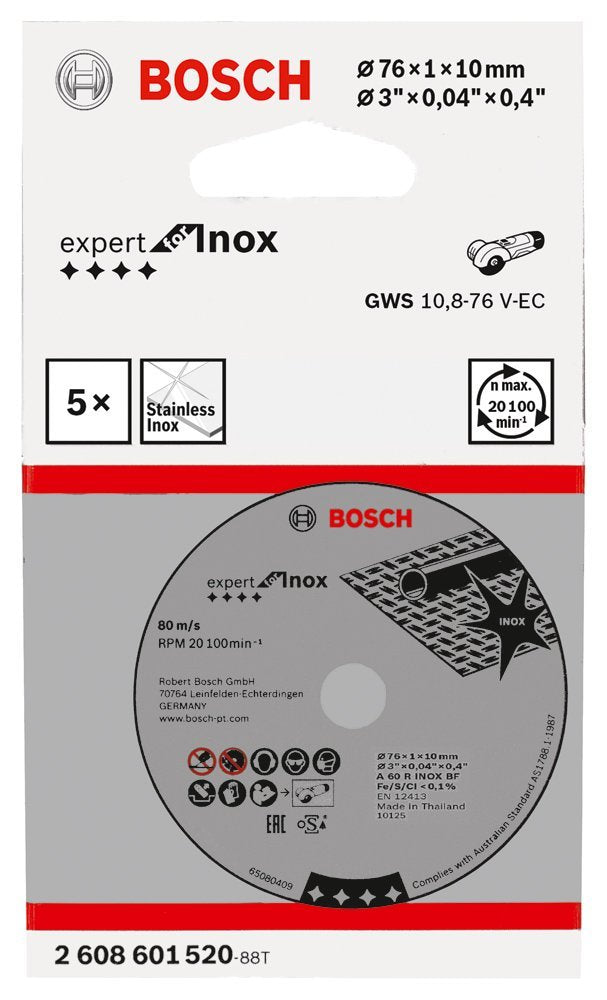 Lame disco per inox 76mm per GWS12V GWS 10,8 Bosch conf. 5pz.