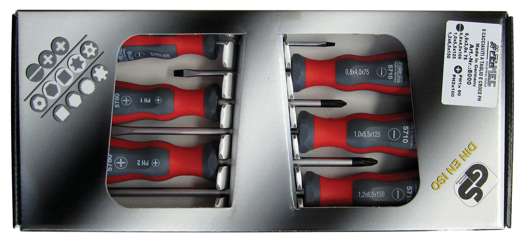 SET 6 PEZZI CACCIAVITI TAGLIO E PH Fermec 8000