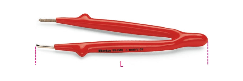 Pinzetta a molla a punte diritte arrotondate, zigrinate Beta 994MQ Isolamento 1000V