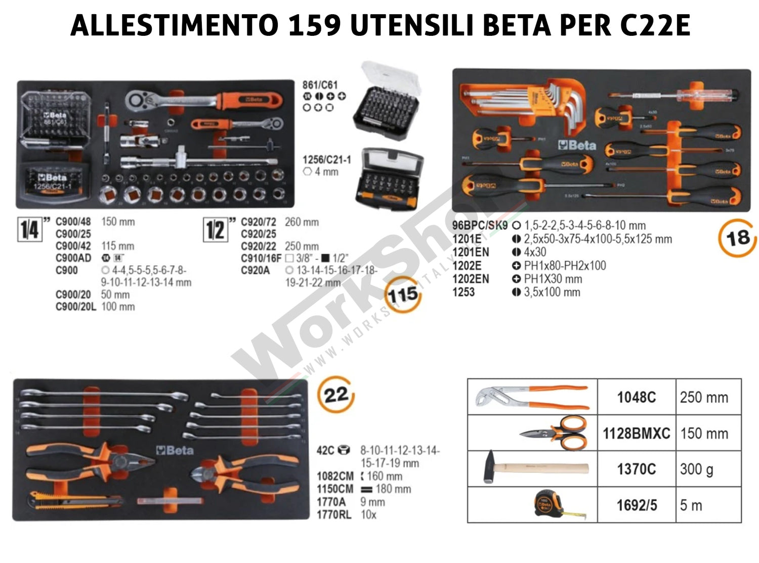Allestimento 159 utensili Beta per C22E - 2200E/21